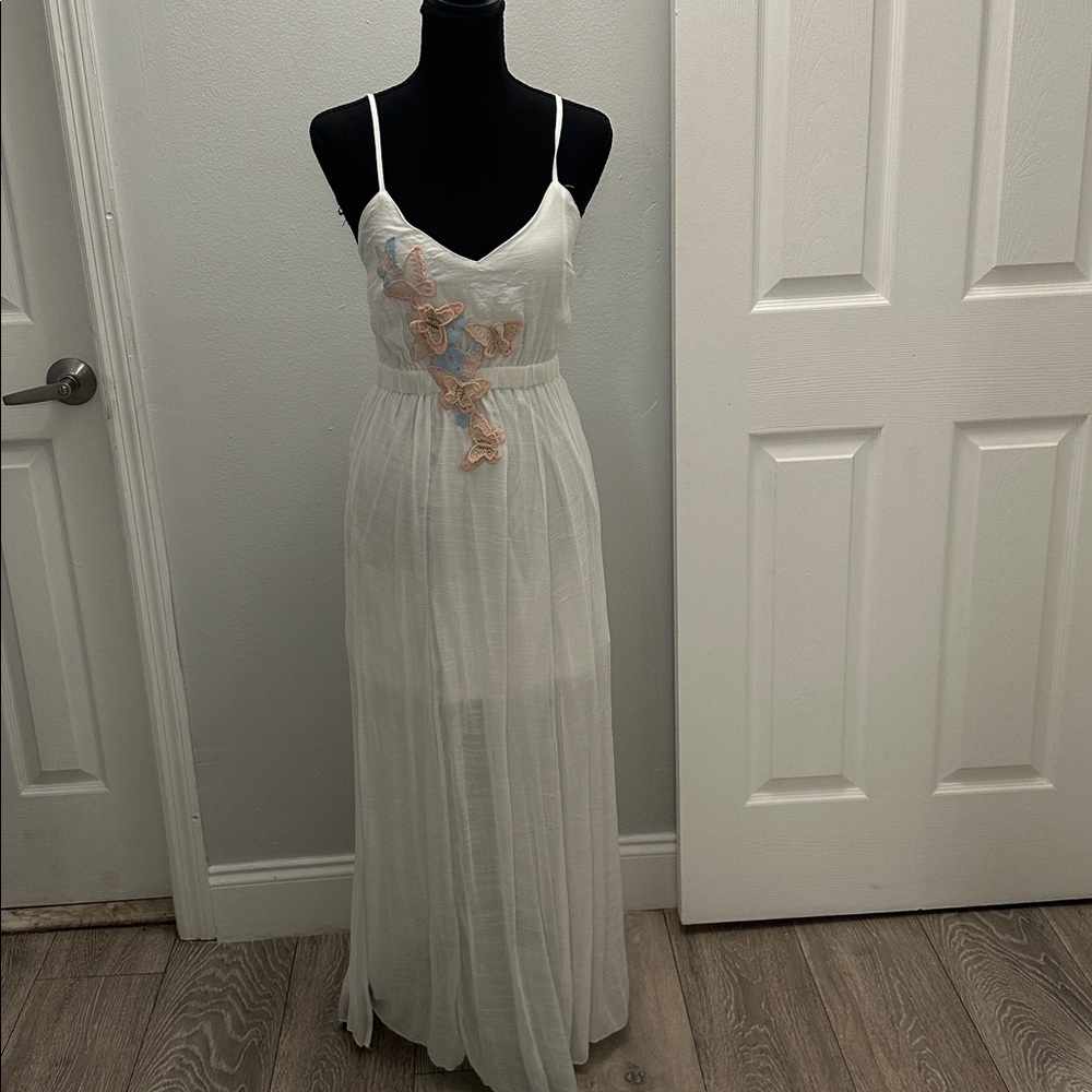White Dress with Floral Embroidery